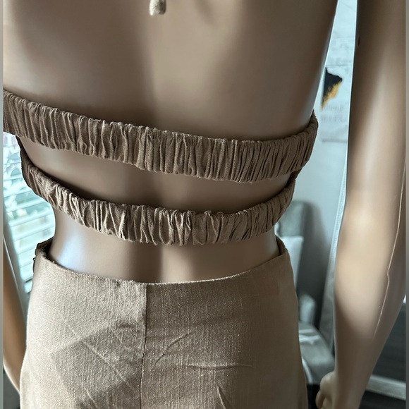 Khaki Cutout Midi Dress XS - Picture 5 of 7